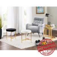 Lumisource B17-CHLOE W Chloe Contemporary Vanity Stool in Chrome and White Velvet 